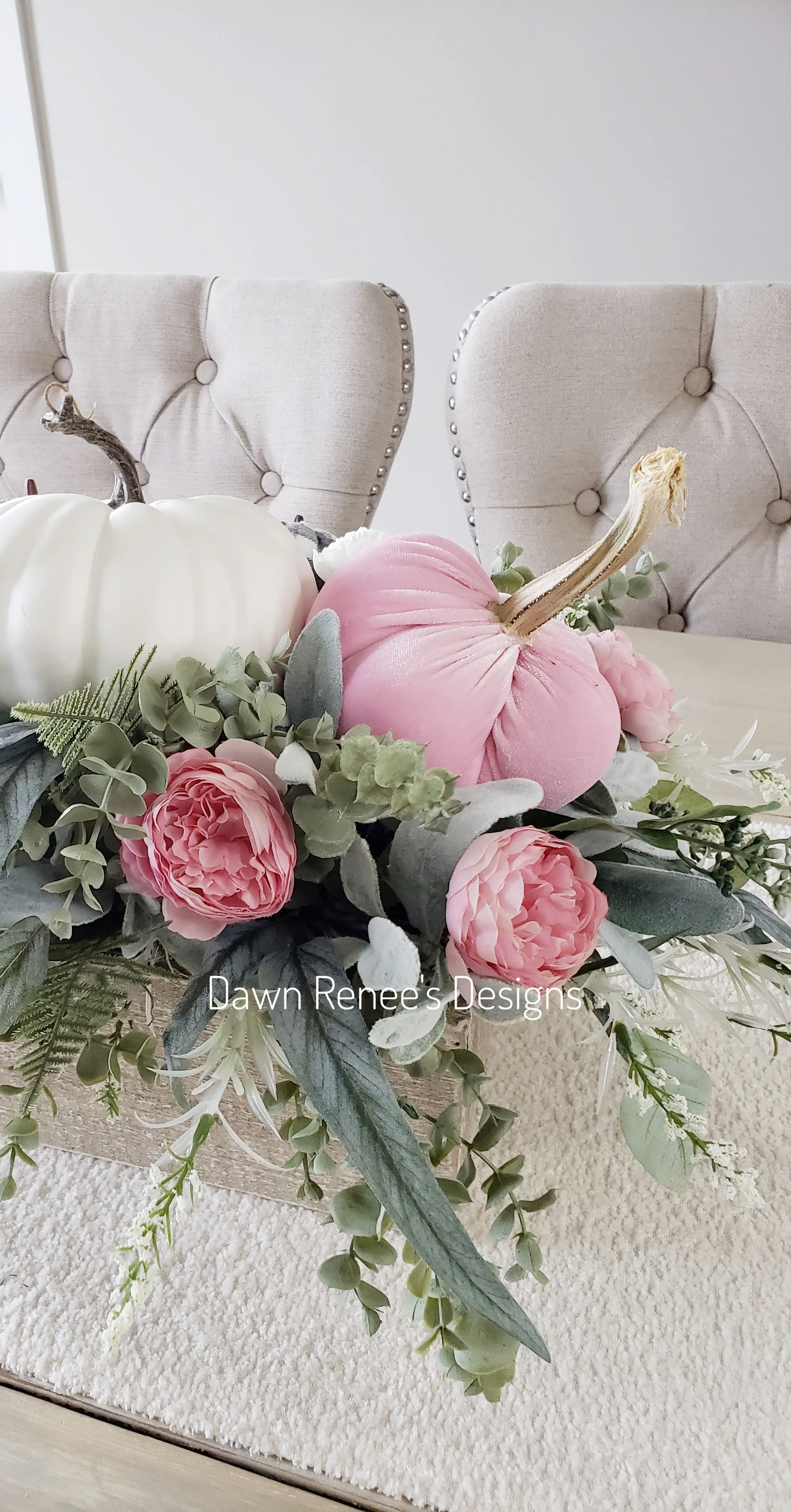 Pink and White Pumpkin Centerpiece