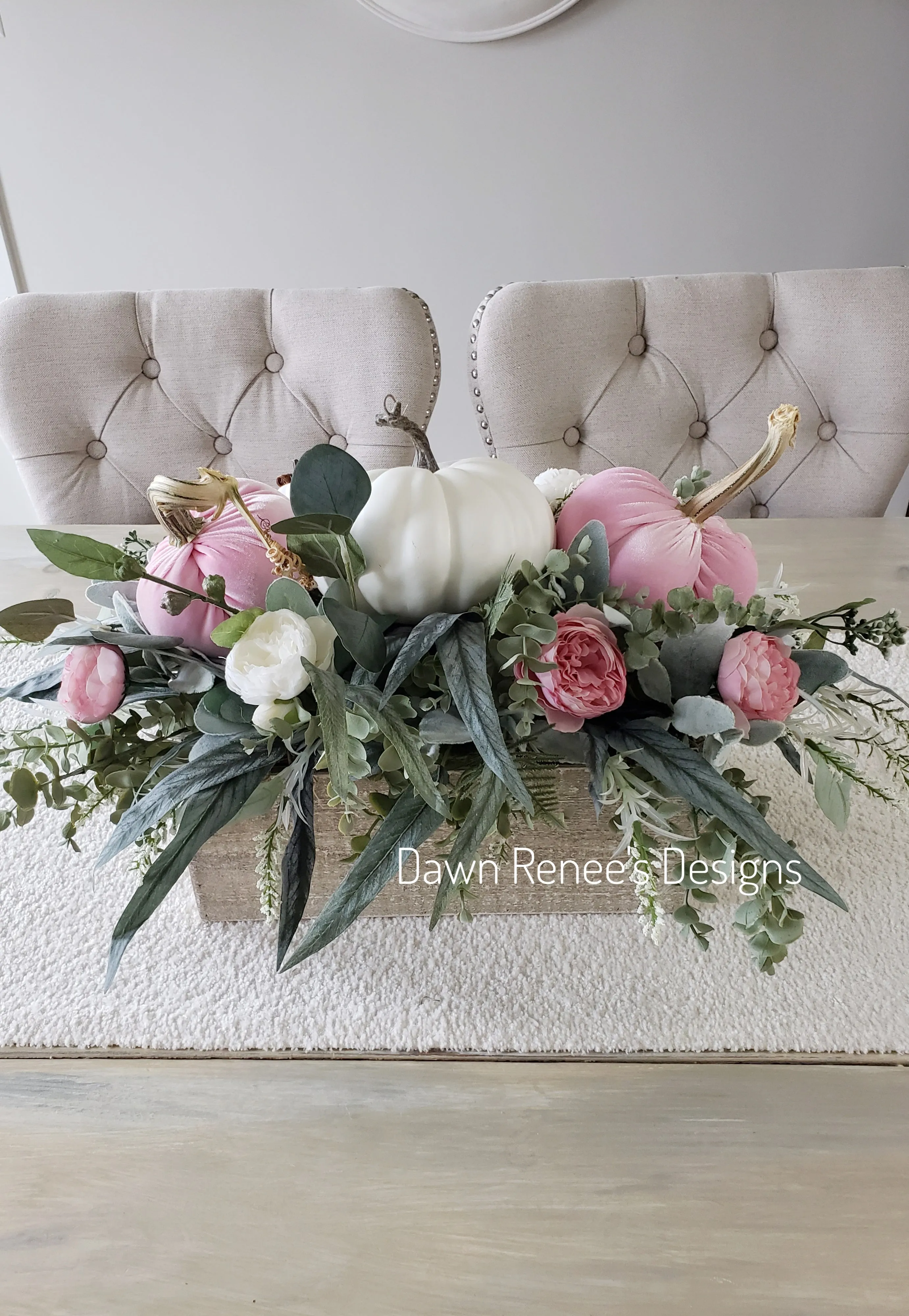 Pink and White Pumpkin Centerpiece