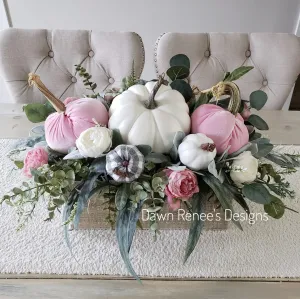 Pink and White Pumpkin Centerpiece