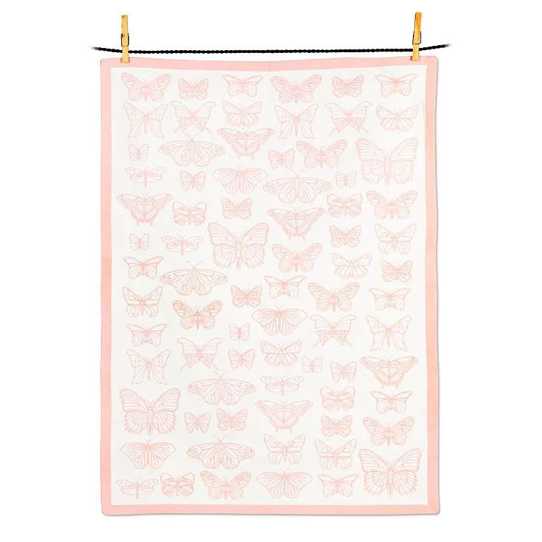 Pink Butterflies Tea Towel