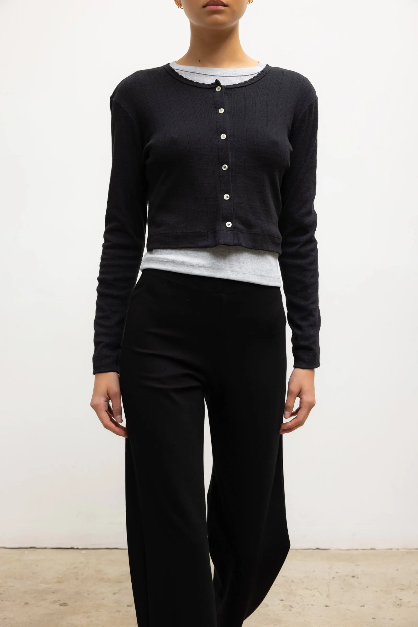 Pointelle Crop Cardigan
