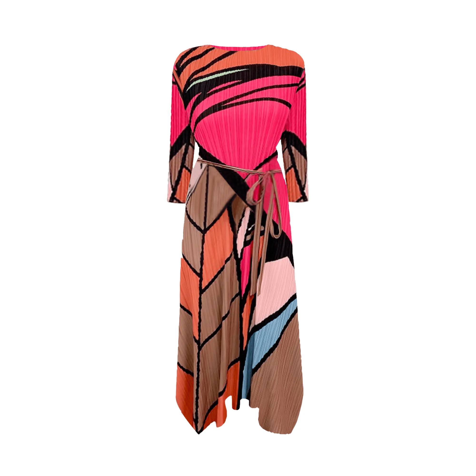 Pre Order:  Geometric Printed Pleated Dress