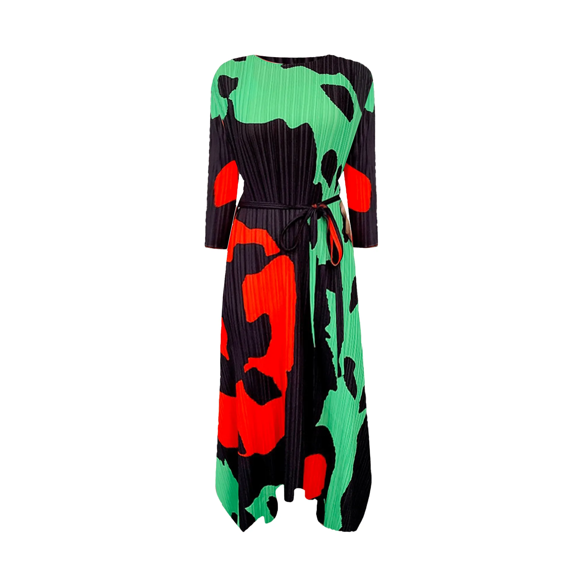 Pre Order:  Geometric Printed Pleated Dress