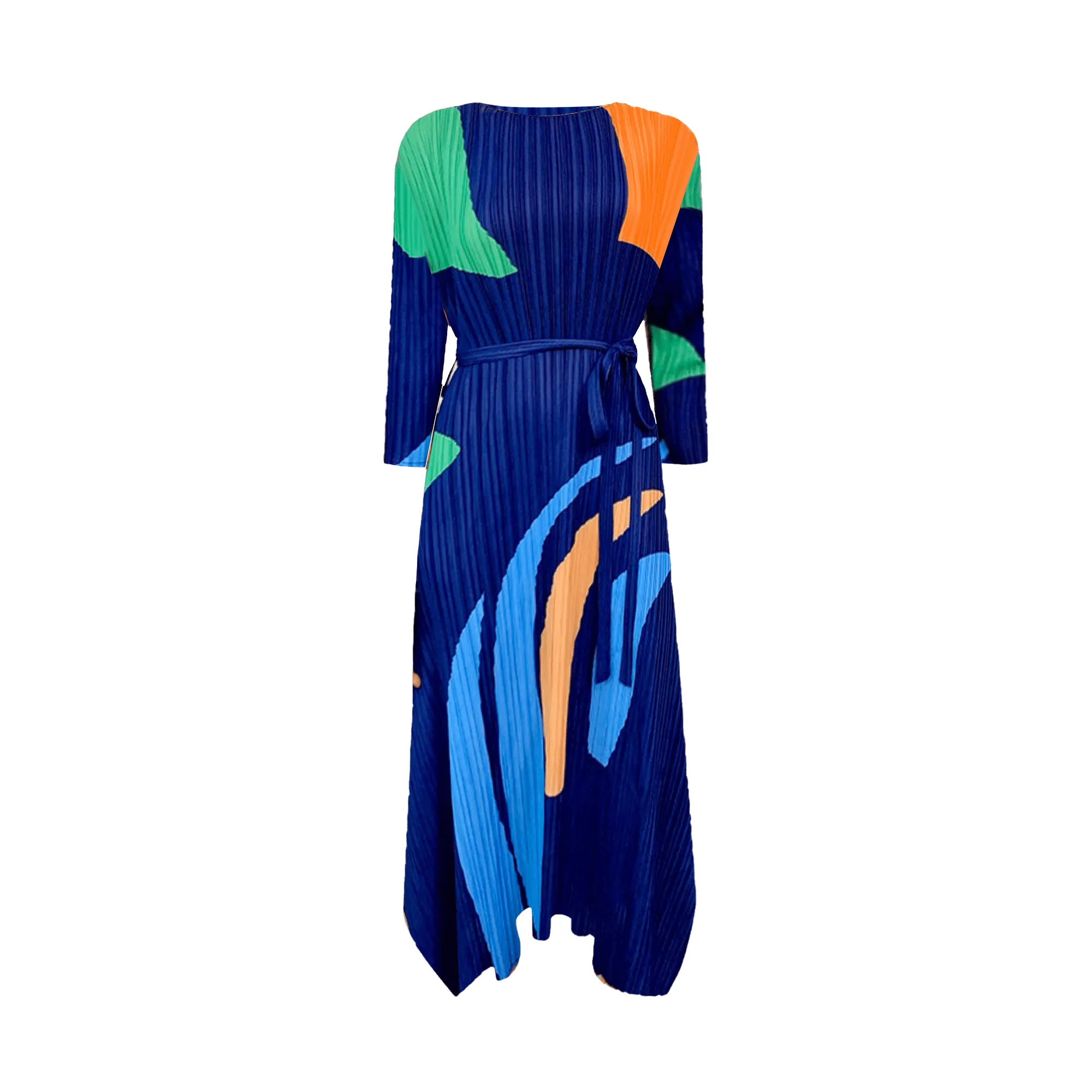 Pre Order:  Geometric Printed Pleated Dress
