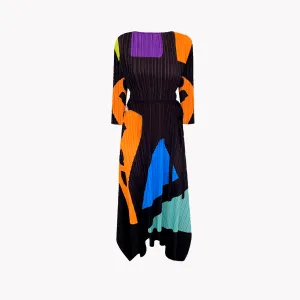 Pre Order:  Geometric Printed Pleated Dress