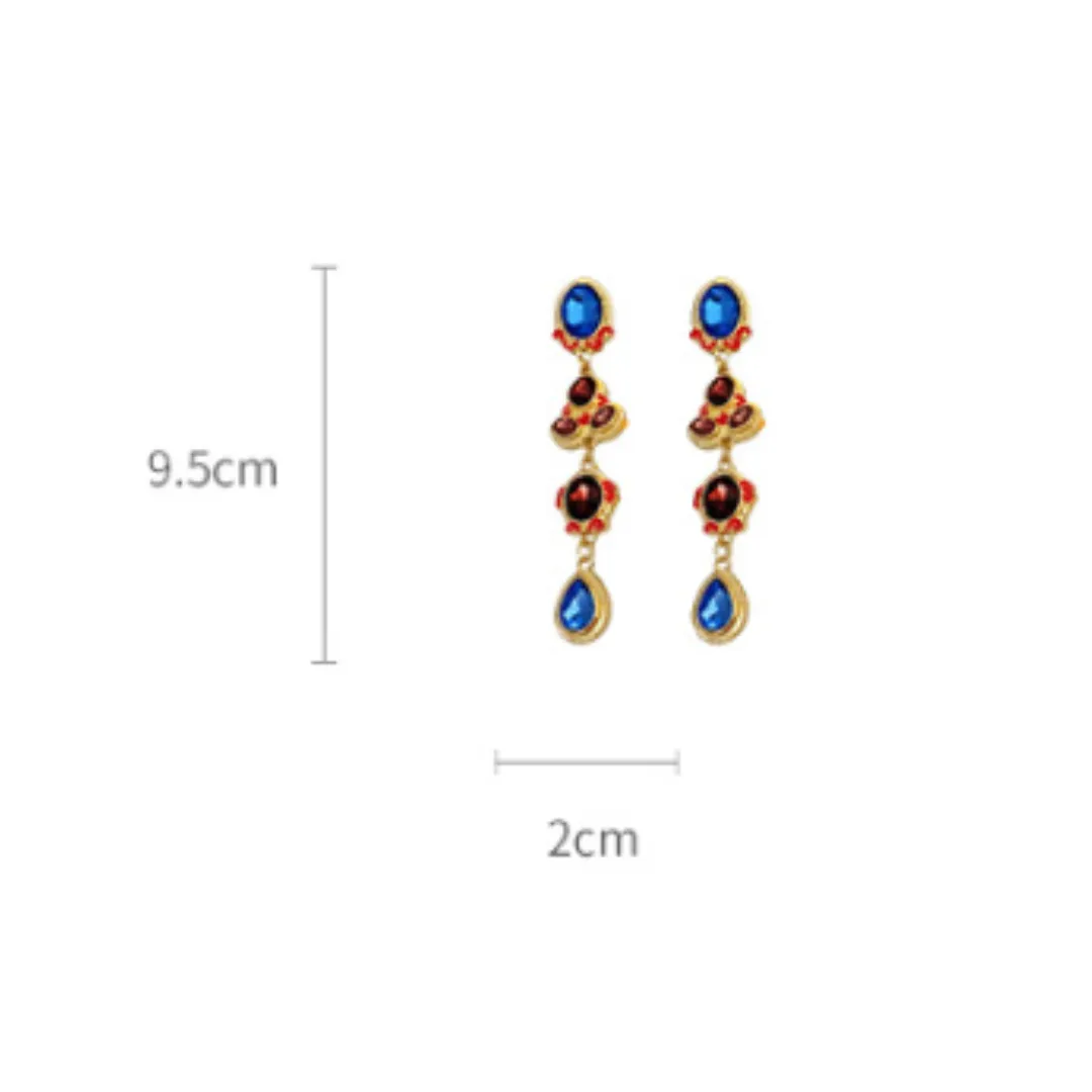 Pre Order:  Oval Tassel Metal Stud Earrings   Water Drop Pendant Necklace