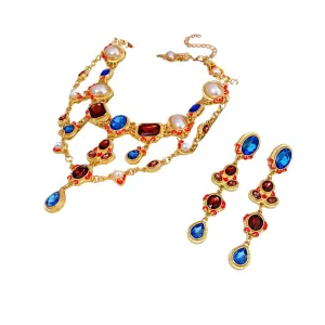 Pre Order:  Oval Tassel Metal Stud Earrings   Water Drop Pendant Necklace