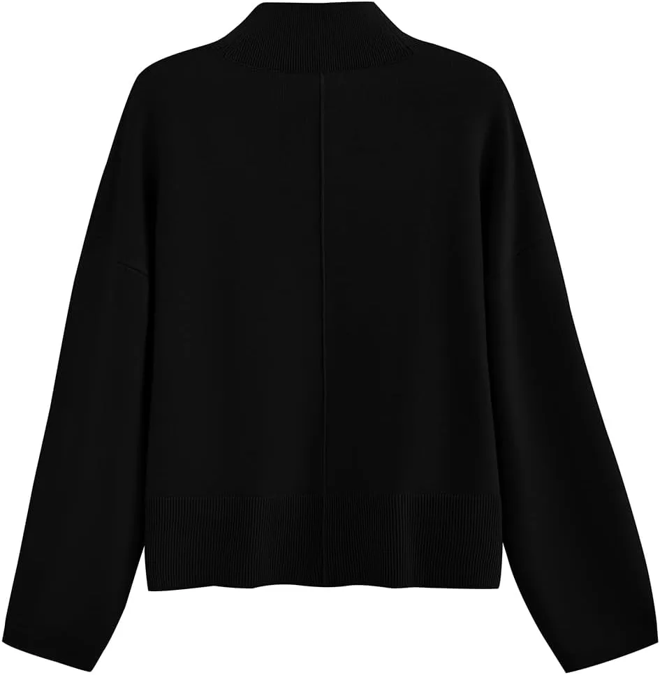 PRETTYGARDEN Womens Sweaters Fall 2025 Long Sleeve Ribbed Knit Pullover Loose Mock Neck Lightweight Casual Sweater Tops