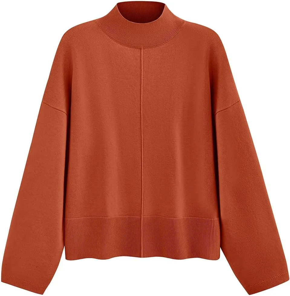 PRETTYGARDEN Womens Sweaters Fall 2025 Long Sleeve Ribbed Knit Pullover Loose Mock Neck Lightweight Casual Sweater Tops