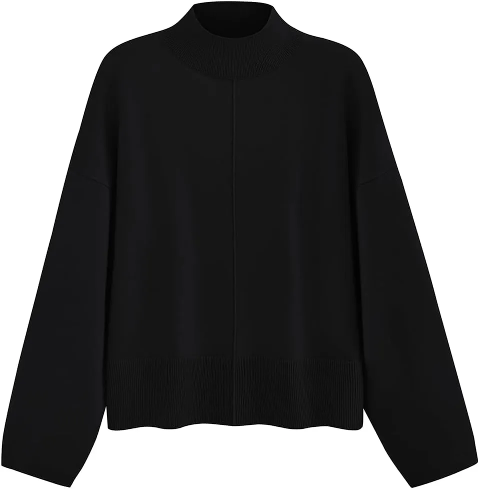 PRETTYGARDEN Womens Sweaters Fall 2025 Long Sleeve Ribbed Knit Pullover Loose Mock Neck Lightweight Casual Sweater Tops