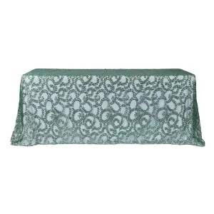 Sequin Vine Tablecloth Overlay 90"x132" Rectangle  - Emerald Green