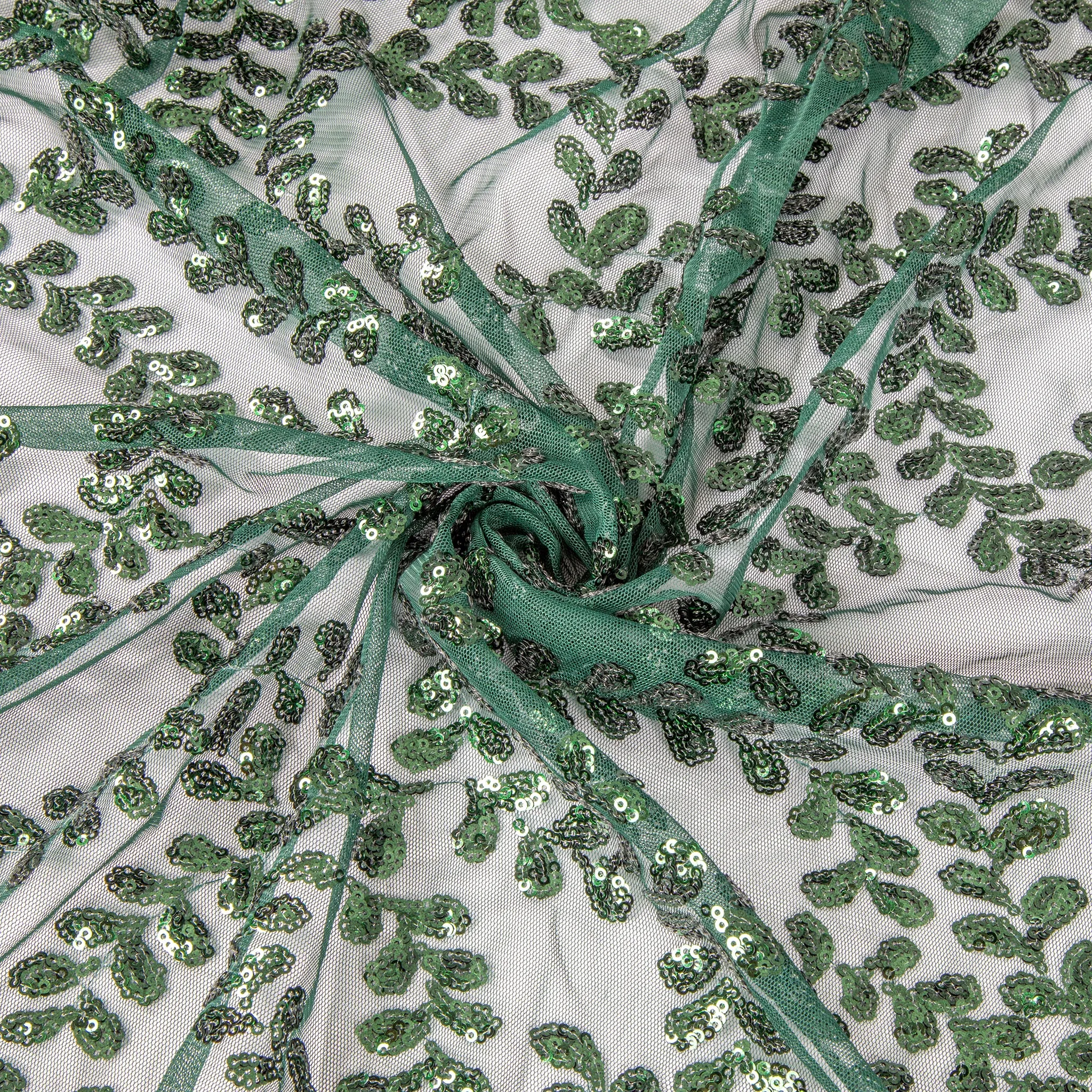 Sequin Vine Tablecloth Overlay 90"x132" Rectangle  - Emerald Green
