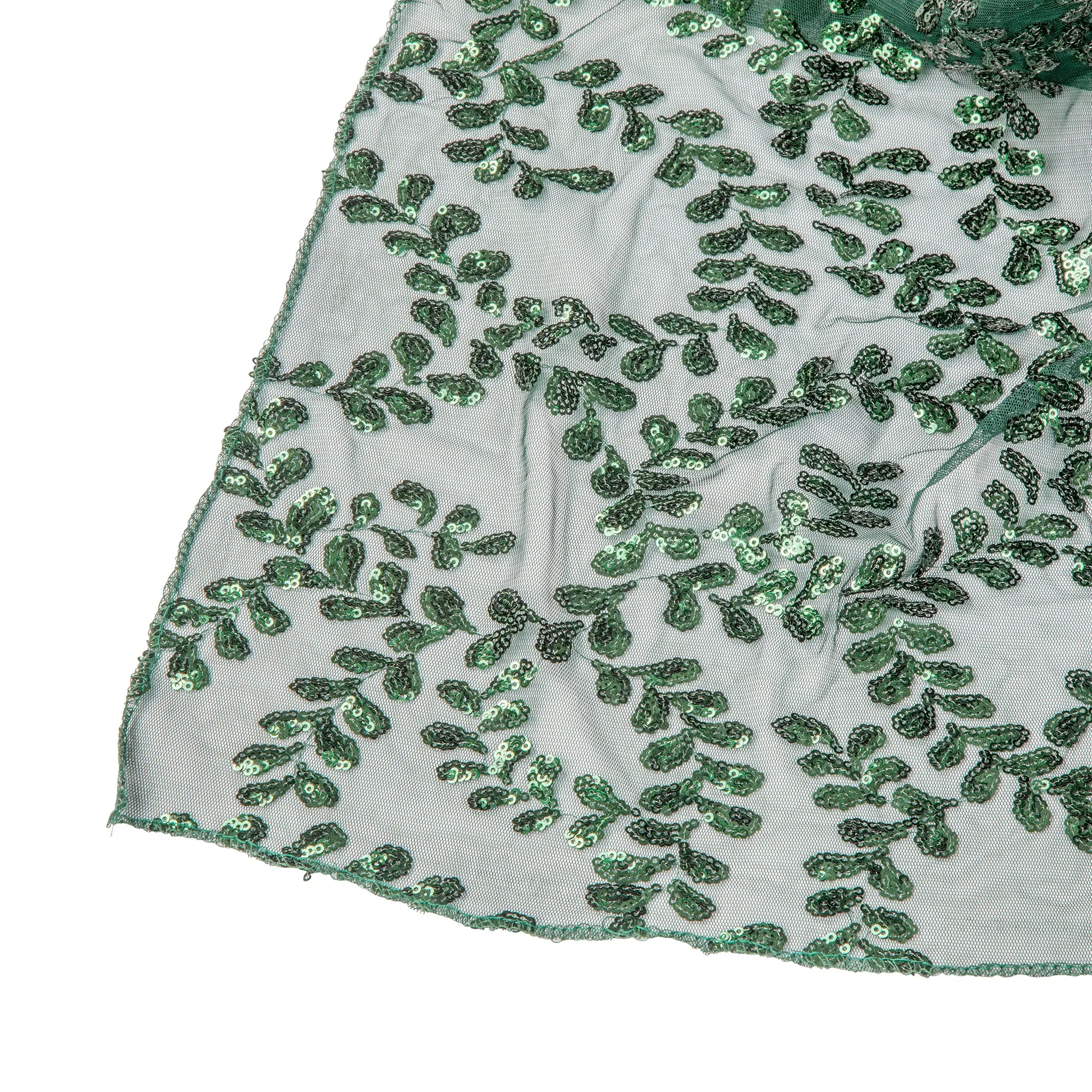 Sequin Vine Tablecloth Overlay 90"x132" Rectangle  - Emerald Green