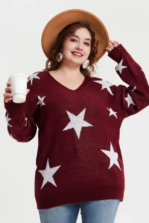 Star Prints V Neck Supersoft Sweaters