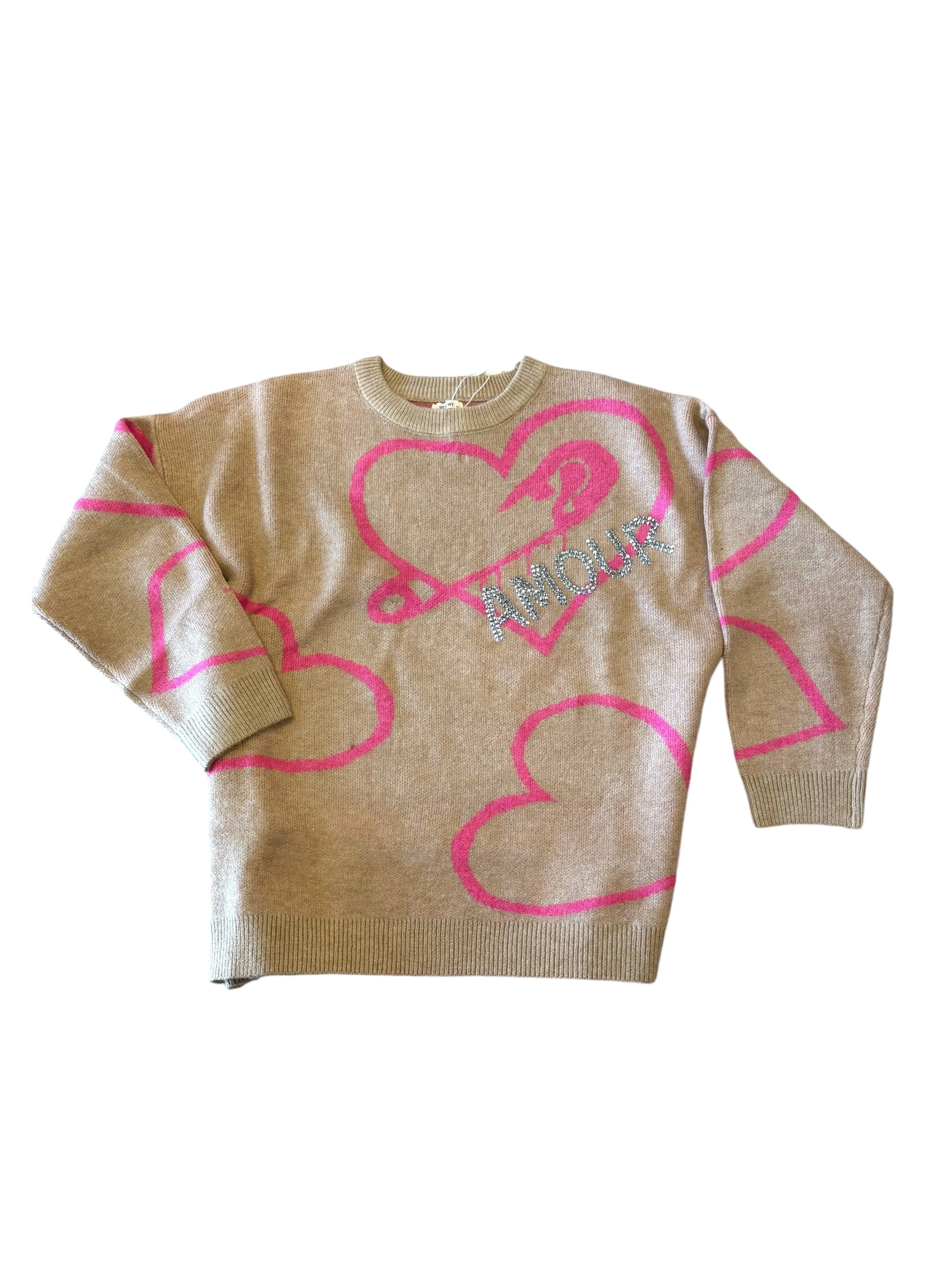 TAN BLING AMOUR OVERSIZED SWEATER