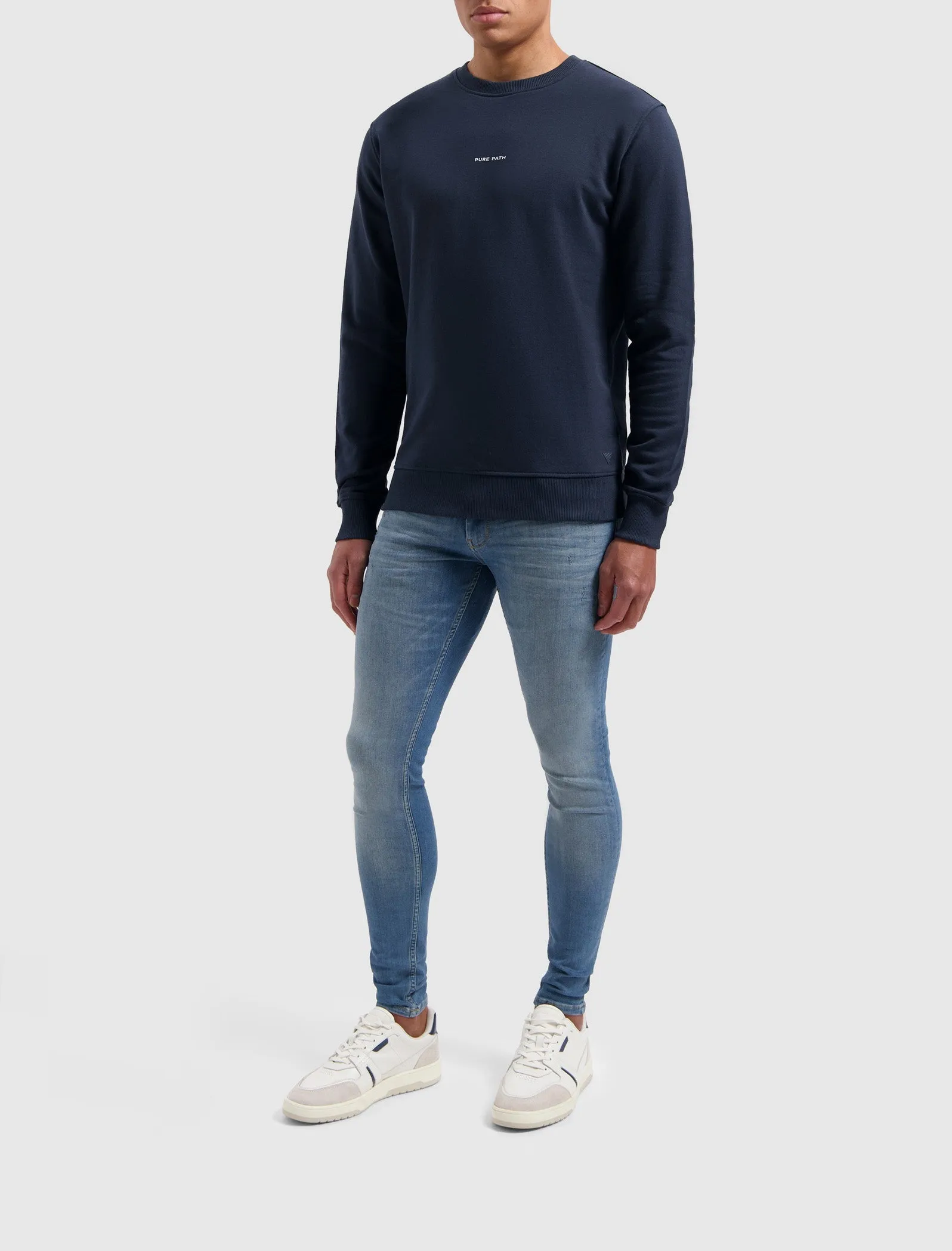 Triangle Orange Branch Sweater | Navy
