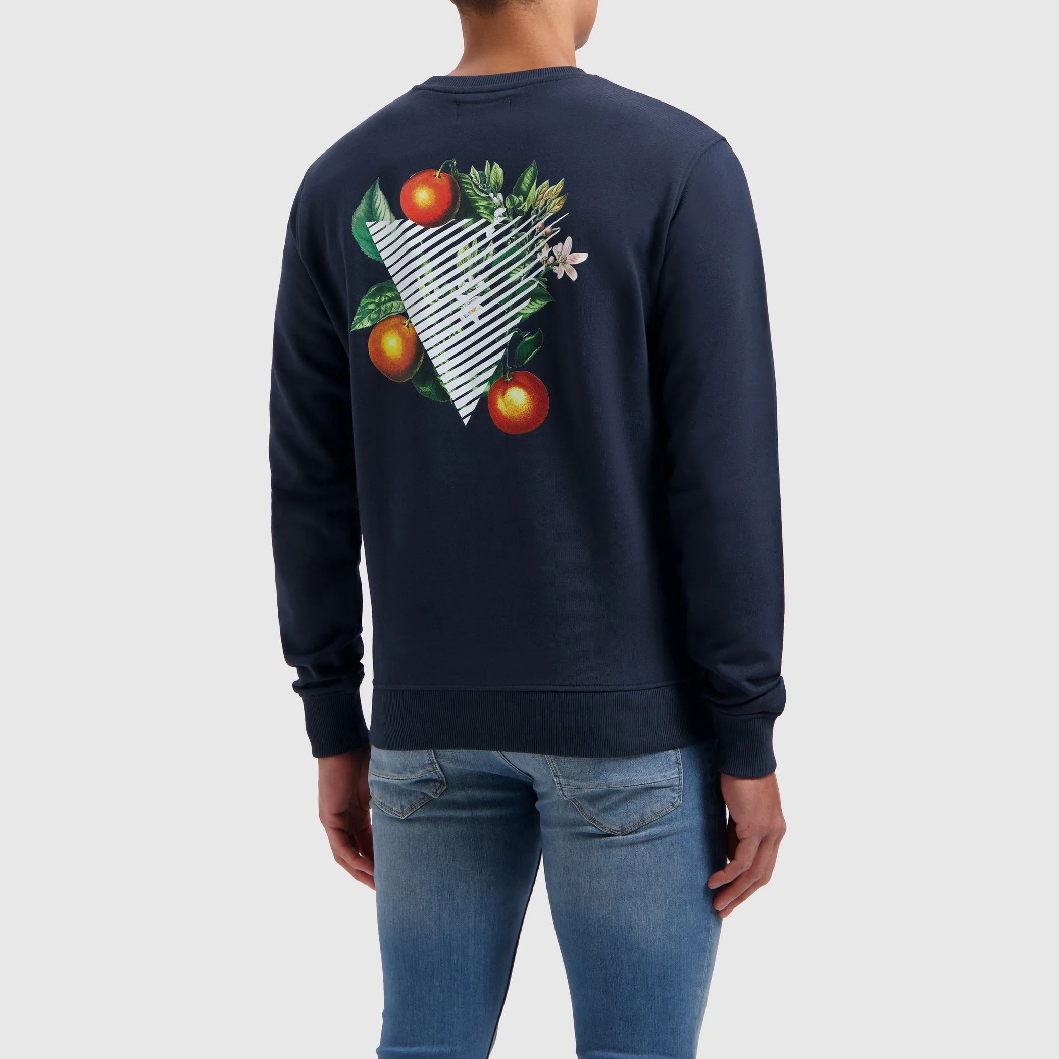 Triangle Orange Branch Sweater | Navy