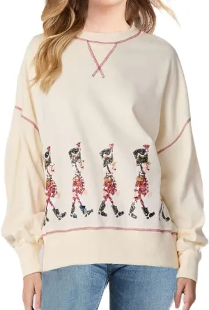 Ugly Christmas Sweaters for Women Cute Sequin Nutcracker Crewneck Sweatshirts Holiday Santa Oversized Pullover Tops