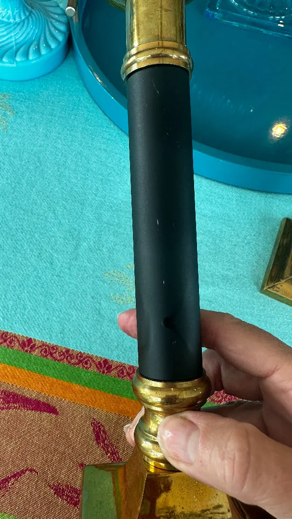 Vintage Candle Holders, Brass and Matte Black Finish, Pair