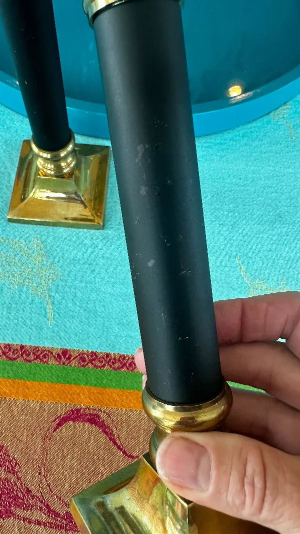 Vintage Candle Holders, Brass and Matte Black Finish, Pair