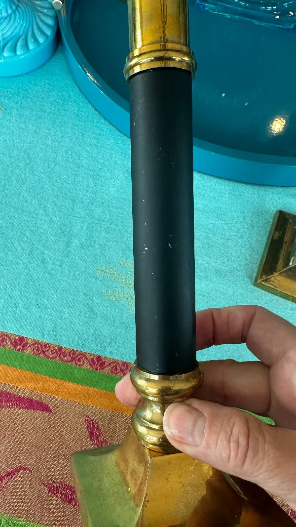 Vintage Candle Holders, Brass and Matte Black Finish, Pair