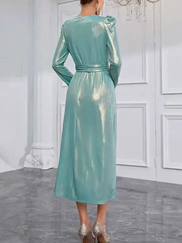 Woman’S Elegant V-Neck Dress Professional Slim Sequin Dress
