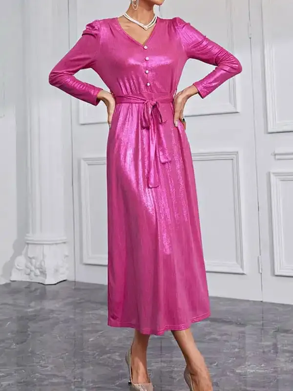 Woman’S Elegant V-Neck Dress Professional Slim Sequin Dress
