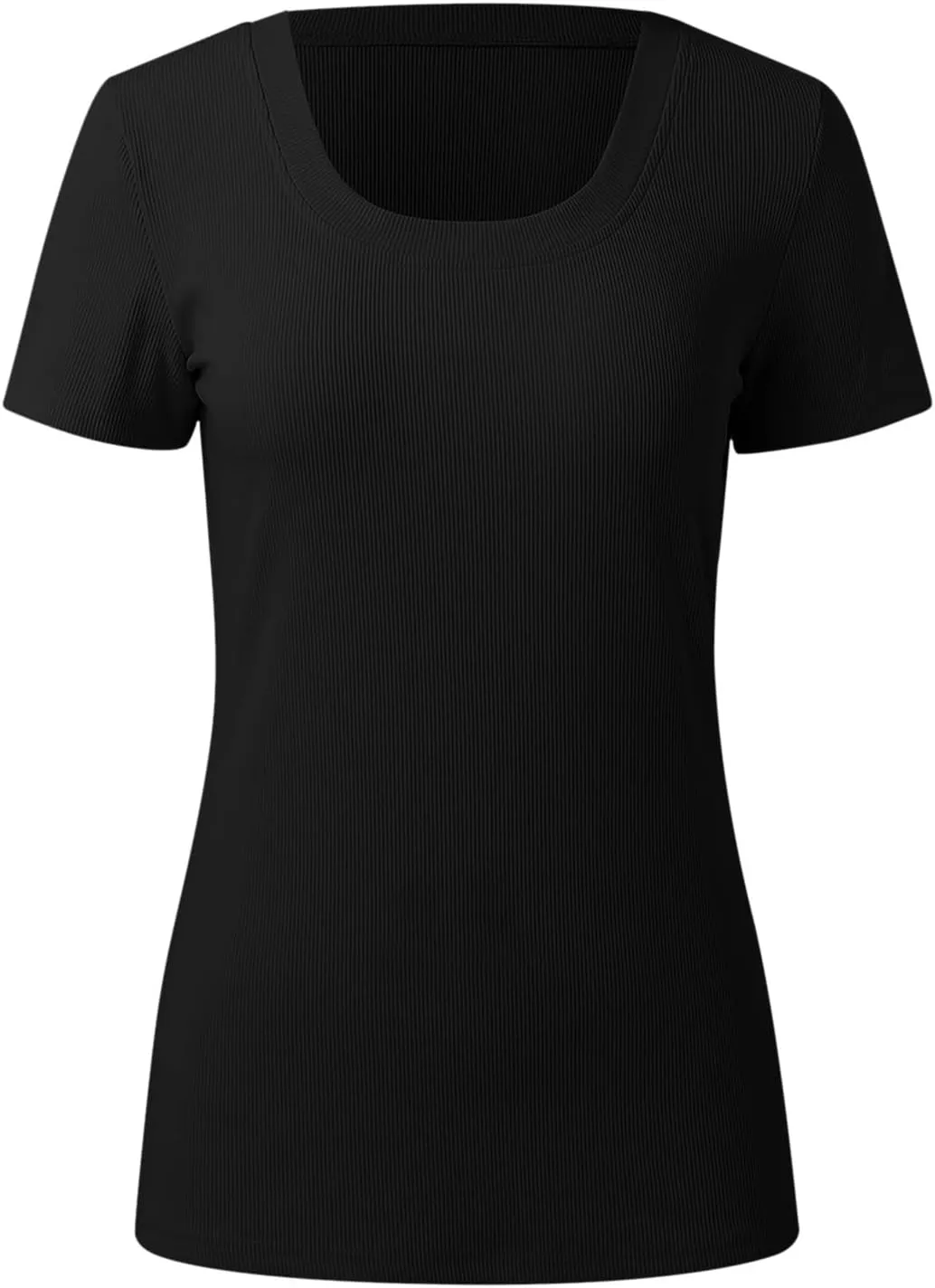 Womens Summer Short Sleeve Tops Square Neck Ribbed Slim Fitted Shirts Casual Tee Tshirt Couples Christmas Shirts