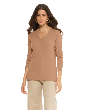 Women's Ultra-Light Cashmere V-Neck Sweater Camel